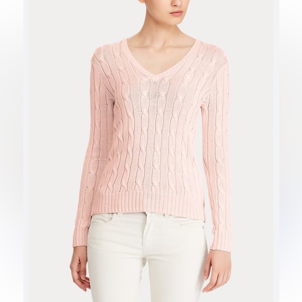 Lauren Ralph Lauren Pink Cable-Knit Cashmere Sweater